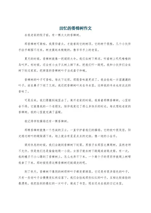 回忆的香樟树作文