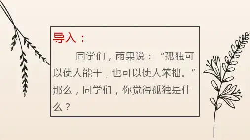 第17课《孤独之旅》课件(共30张ppt)++2023-2024学年统编版语文九年级上册