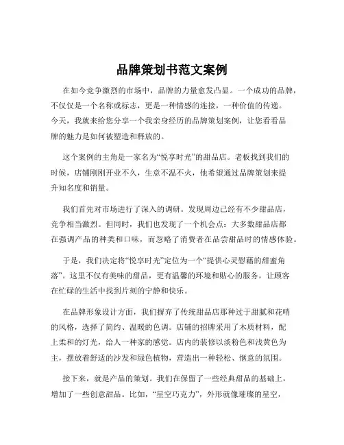 品牌策划书范文案例