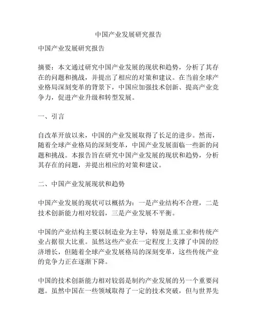 中国产业发展研究报告
