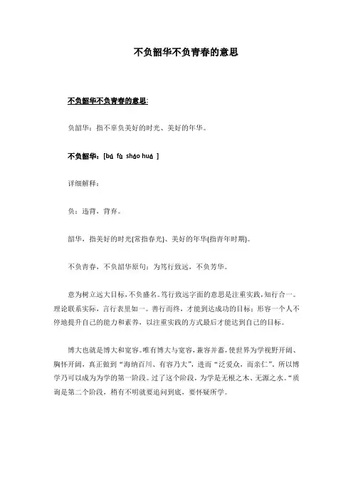 不负韶华不负青春的意思
