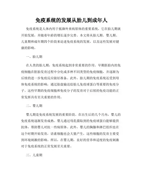 免疫系统的发展从胎儿到成年人
