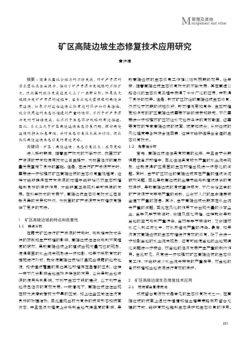 矿区高陡边坡生态修复技术应用研究