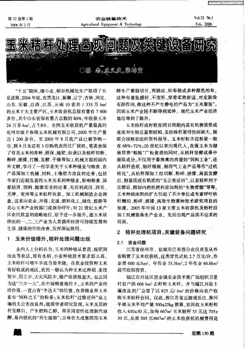 玉米秸秆处理凸现问题及关键设备研究
