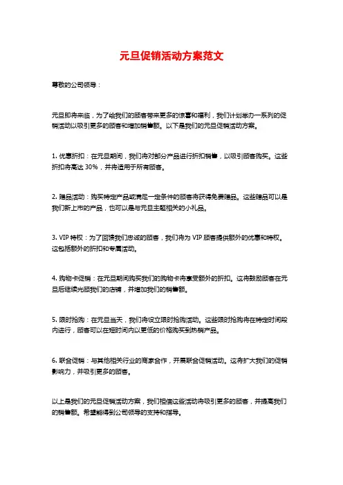 元旦促销活动方案范文