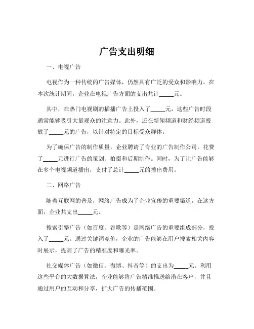 广告支出明细