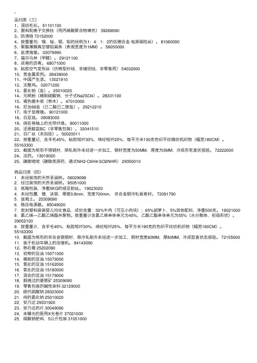报关员考试重点归纳：商品编码练习及答案（二）