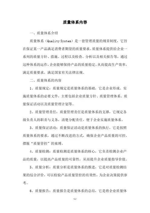质量体系内容