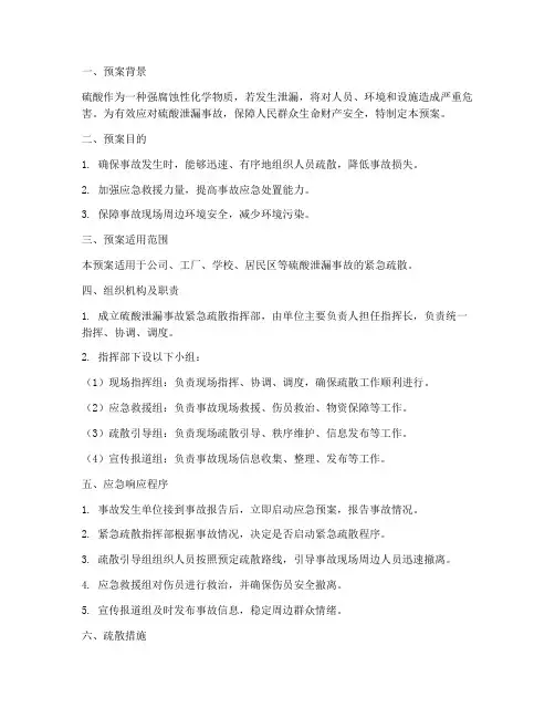 硫酸泄漏事故紧急疏散预案