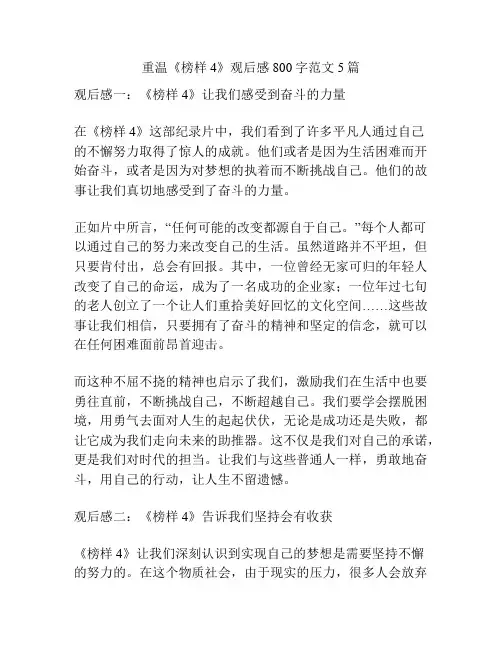 重温《榜样4》观后感800字范文5篇