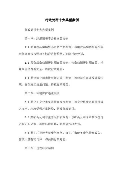 行政处罚十大典型案例