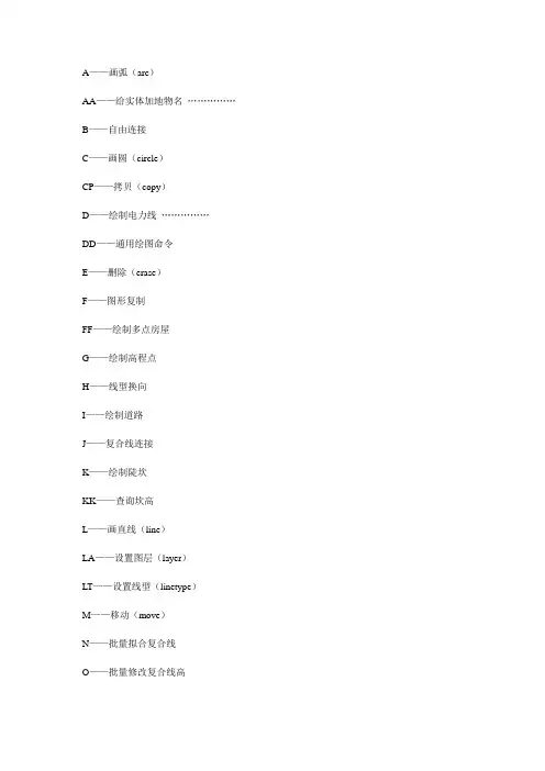 南方cass7.0快捷命令