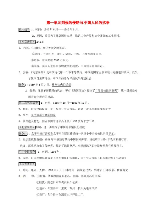 八年级历史上册知识点总结北师大版
