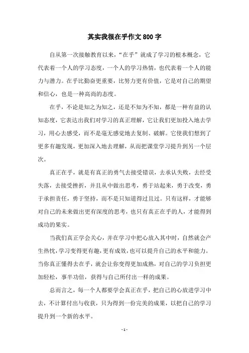 其实我很在乎作文800字