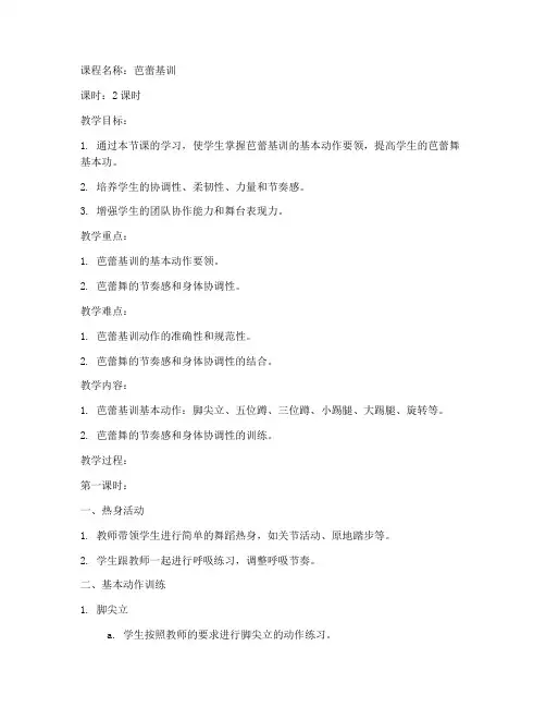 中专芭蕾基训教案模板范文