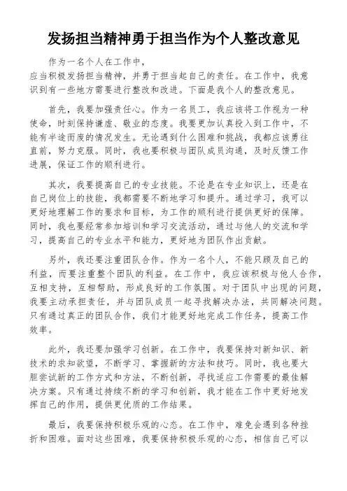 发扬担当精神勇于担当作为个人整改意见