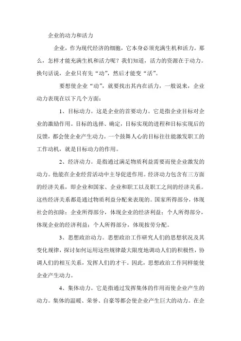 推荐-企业的动力和活力 精品