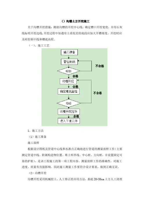 管道沟槽土方开挖施工