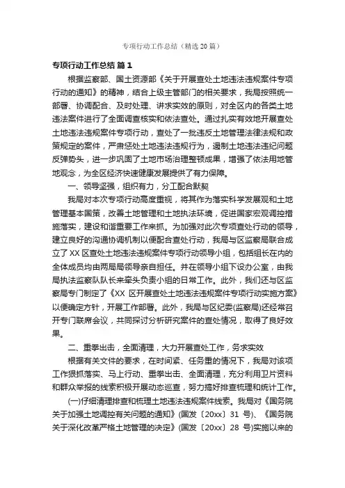 专项行动工作总结（精选20篇）