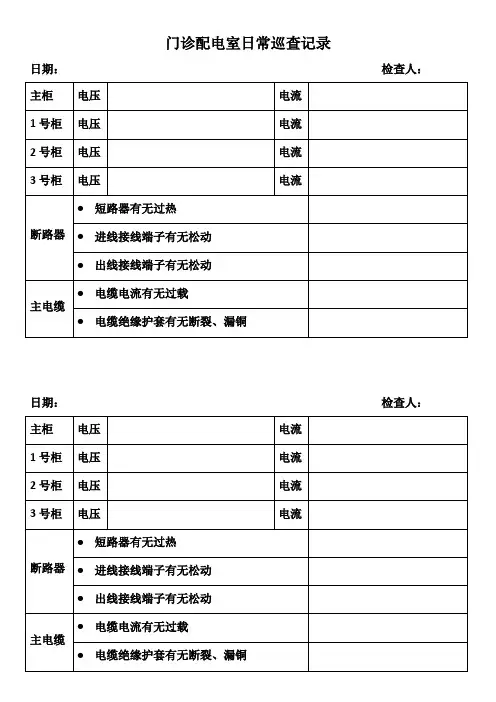 配电室日常巡查记录
