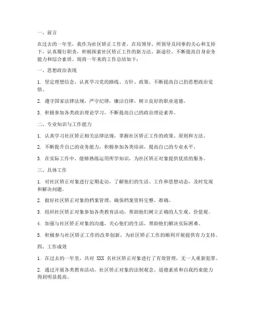 年度社区矫正总结个人