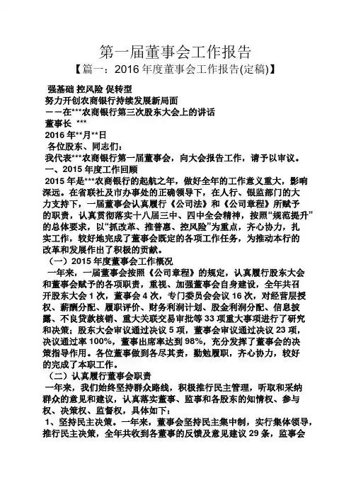第一届董事会工作报告