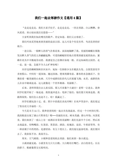 精选我们一起去郊游作文【通用4篇】