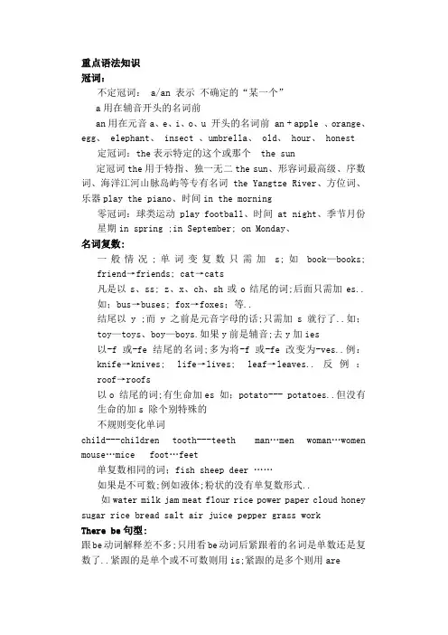 小学四年级牛津英语语法总结