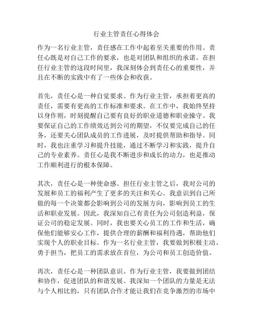 行业主管责任心得体会