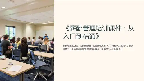 《薪酬管理培训课件：从入门到精通》