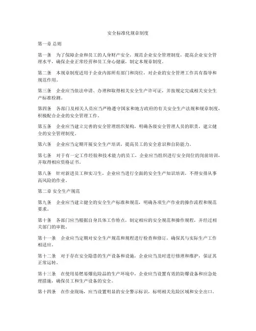 安全标准化规章制度
