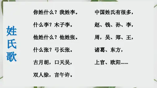 部编本人教版三年级上册口语交际名字里的故事优秀PPT