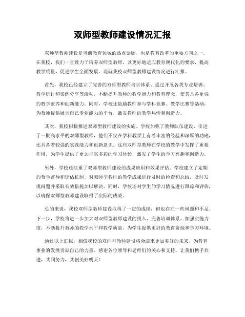 双师型教师建设情况汇报