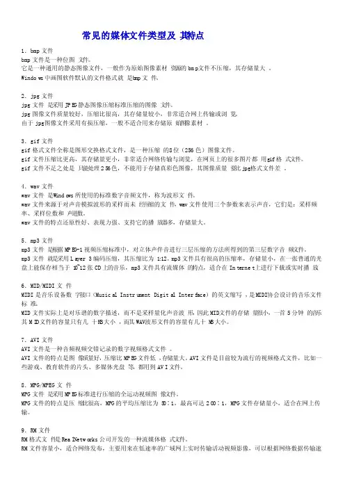 常见的媒体文件类型及其特点（图片格式）
