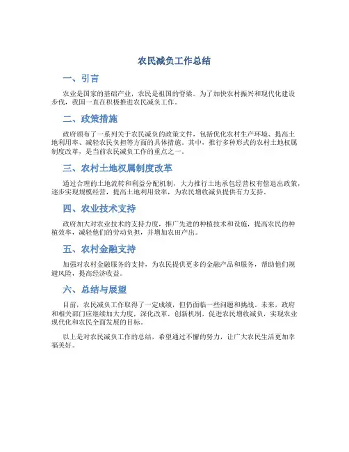 农民减负工作总结