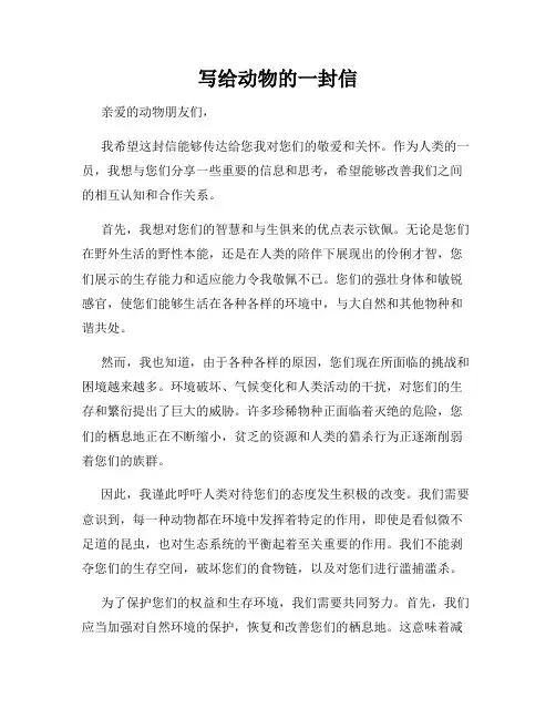写给动物的一封信