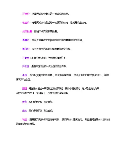 股市术语大全