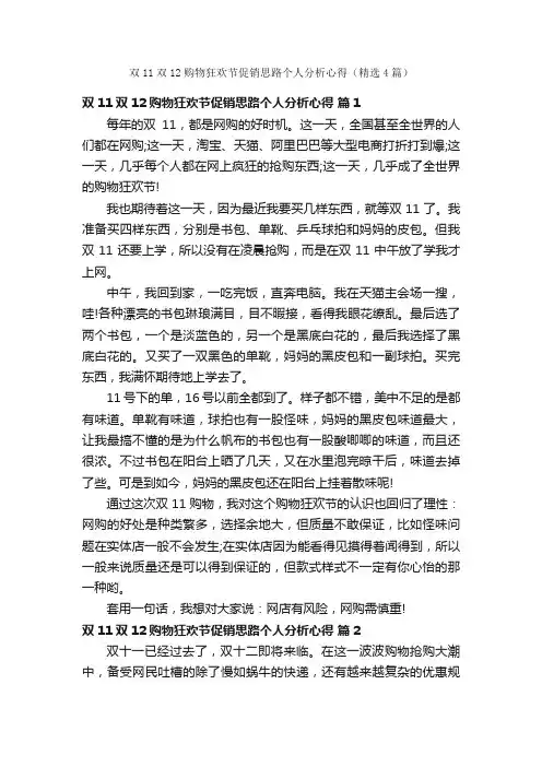 双11双12购物狂欢节促销思路个人分析心得（精选4篇）
