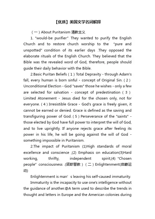 【优质】美国文学名词解释