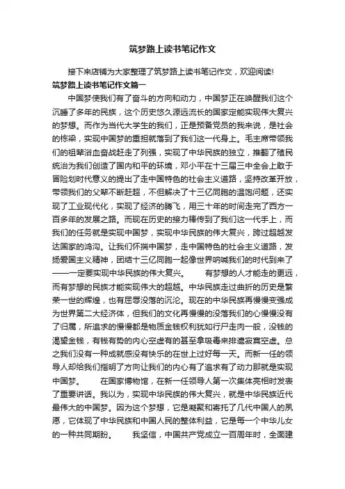 筑梦路上读书笔记作文