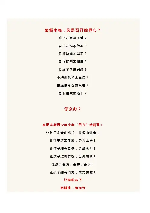 青少年精英特训营夏令营活动项目介绍