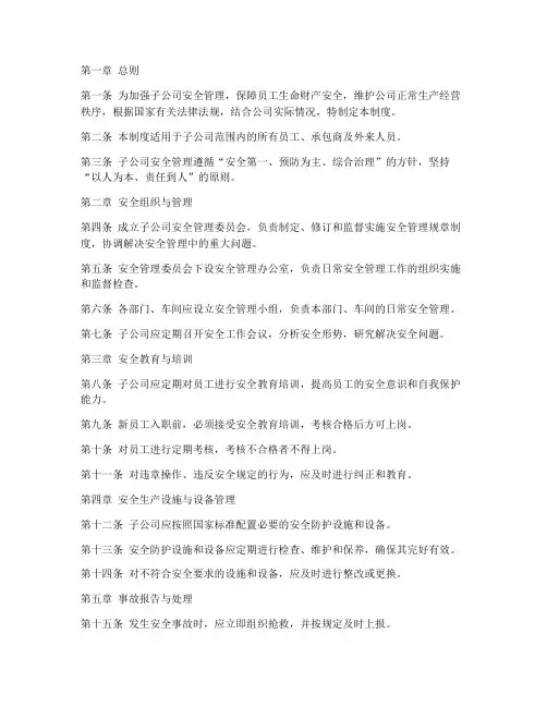 对子公司的安全管理制度