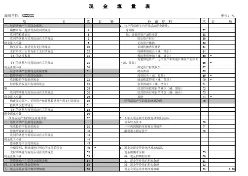 空白现金流量表