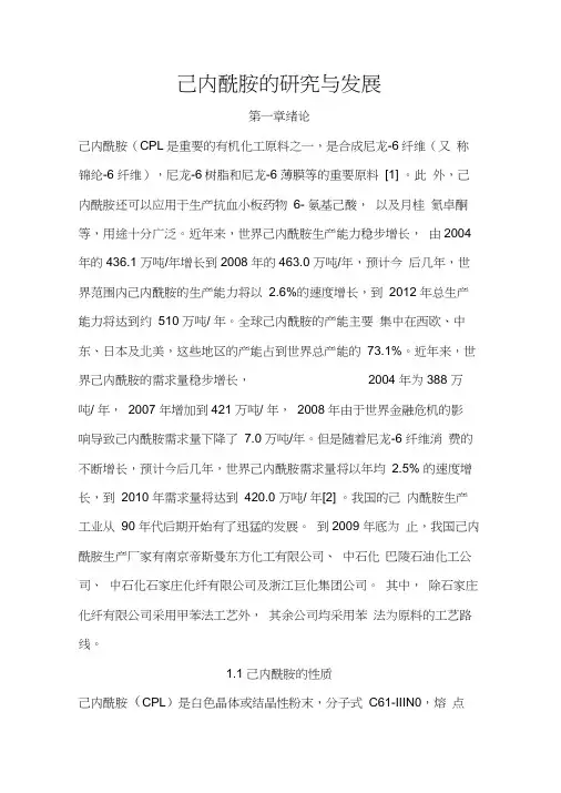 己内酰胺的研究与发展