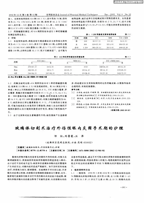 玻璃体切割术治疗外伤性眼内炎围手术期的护理