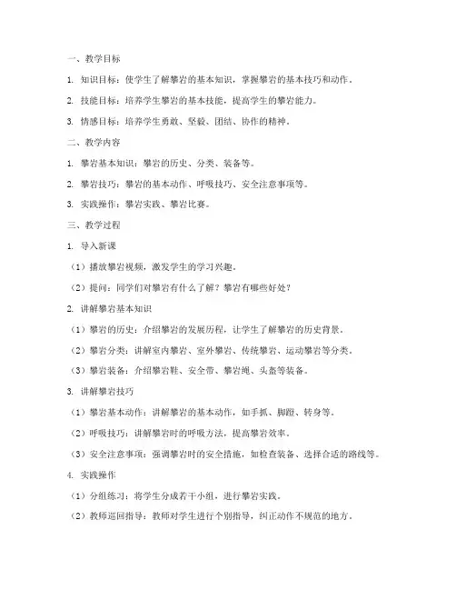 大学生攀岩课程教案设计