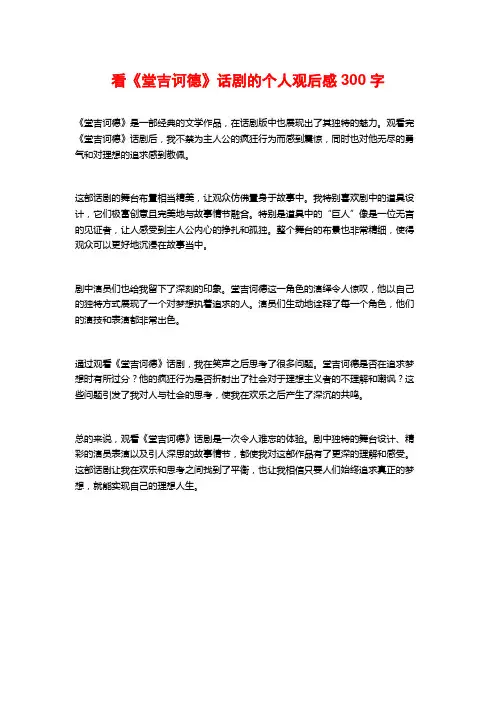 看《堂吉诃德》话剧的个人观后感300字