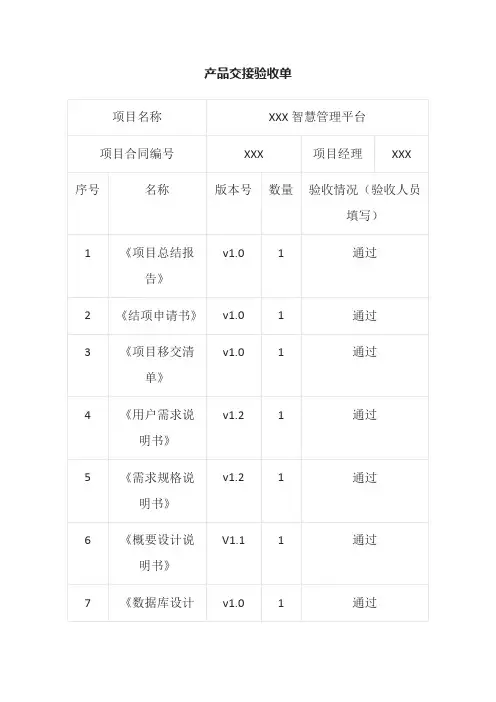 产品交接验收单全套