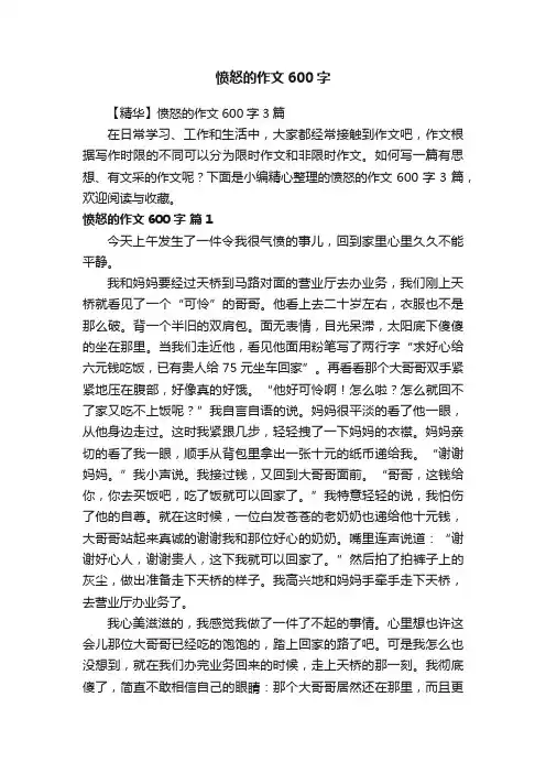 【精华】愤怒的作文600字3篇