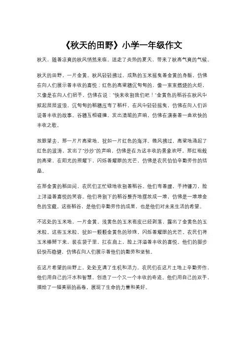 《秋天的田野》小学一年级作文